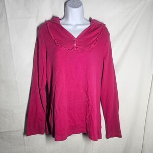 Y2k mcbling hot pink hooded long sleeve top